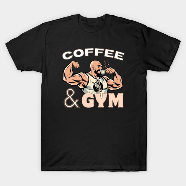 Coffe and Gym, Caffeine Addiction, Coffe drinks, Workout, Biceps, Funny T-Shirt by HelenGie